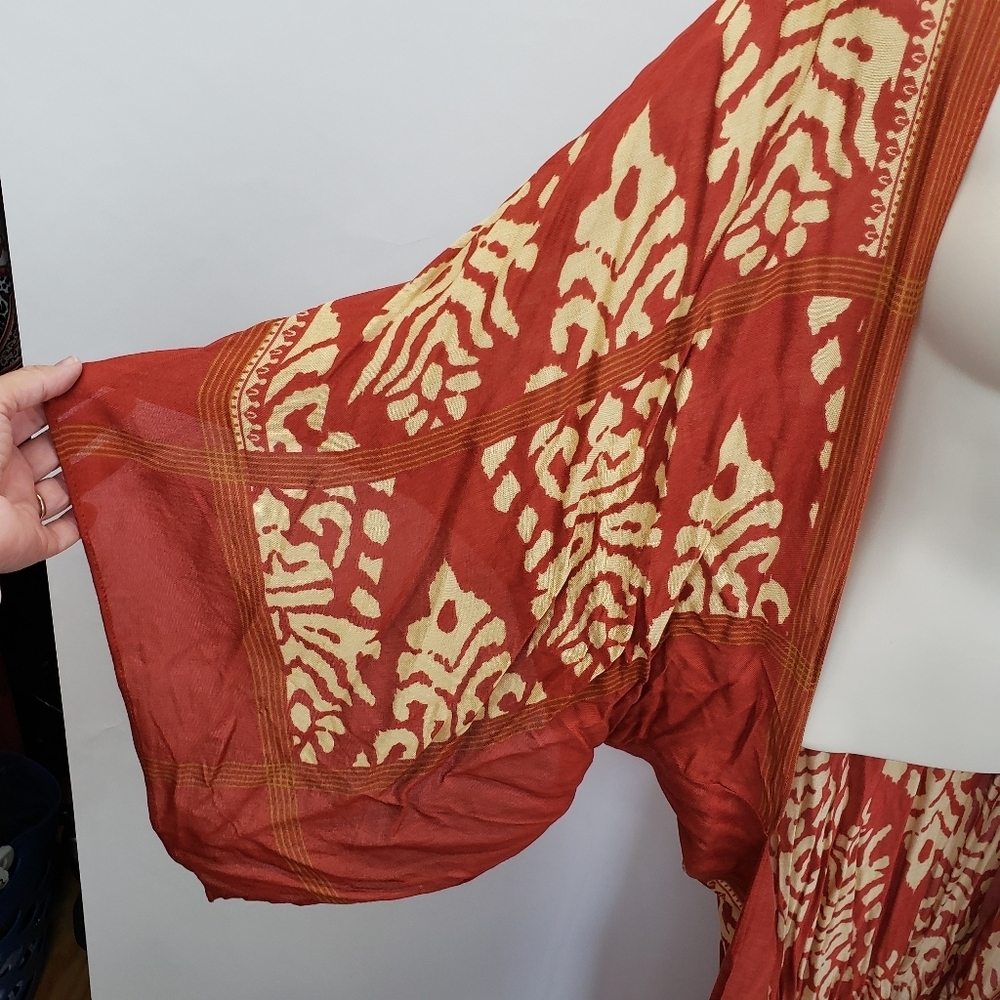 Ruggine damask kimono with pom pom trim - NEW - Picture 4 of 10